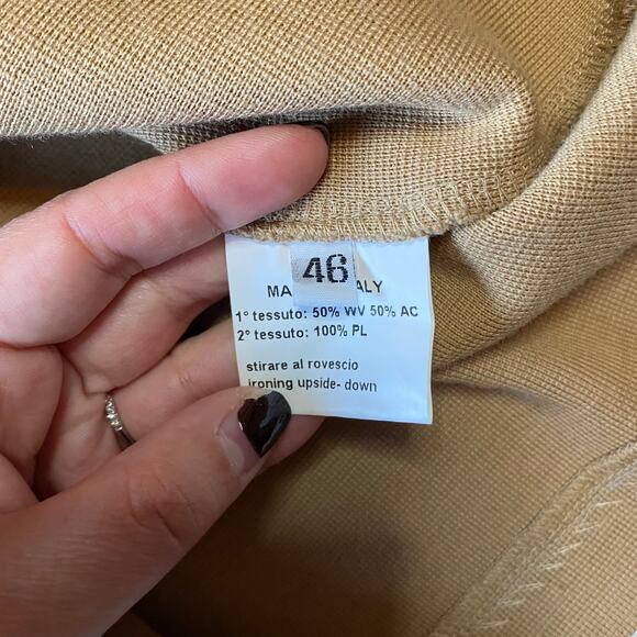 Jo No Fui Women's Tan Suede Trim Wool Blend Business Knee Length Dress 46 US 12 - Picture 8 of 11